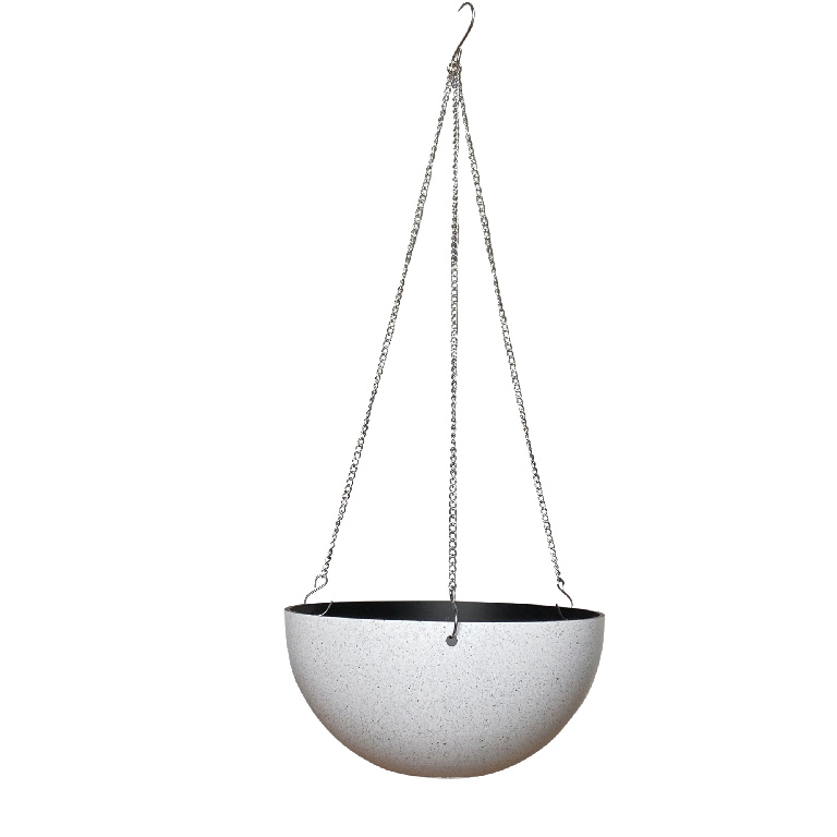 Ghiveci suspendat, din plastic, alb, forma rotunda, 33 cm diametru  Verve