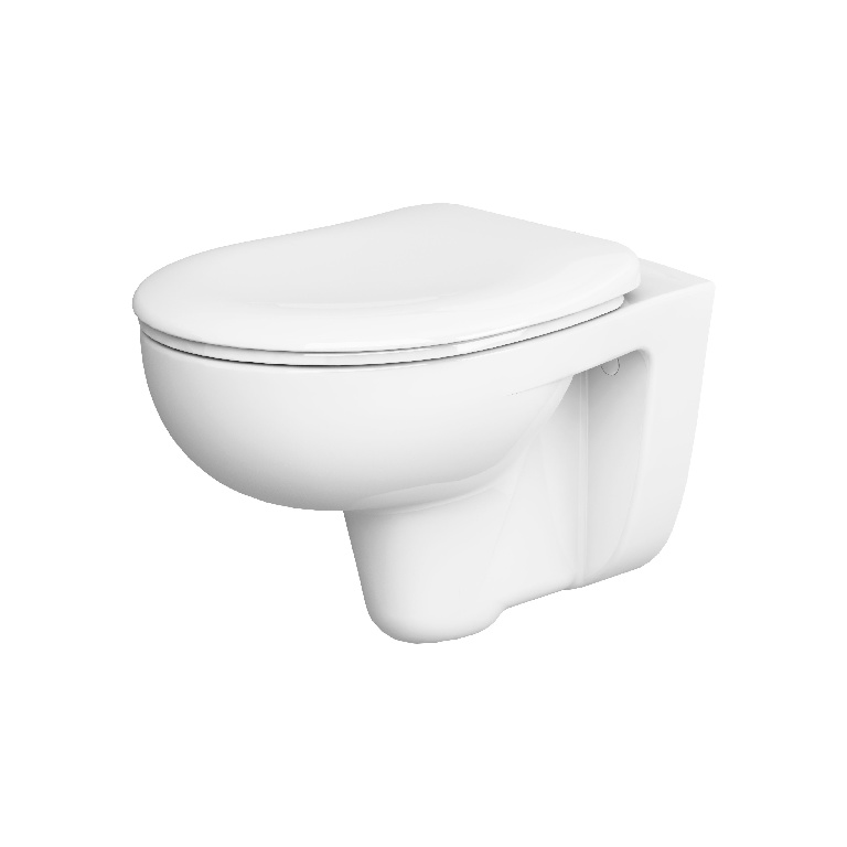 Vas WC suspendat Urmia, portelan, 35.5 x 53.5 x 40 cm, capac polipropilena, alb