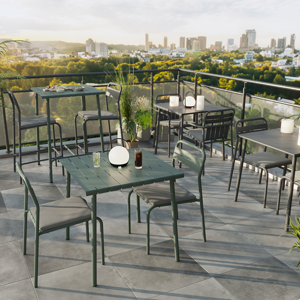 Masa terasa GOODHOME Lithari, otel, 76.6 x 76 x 75 cm, verde