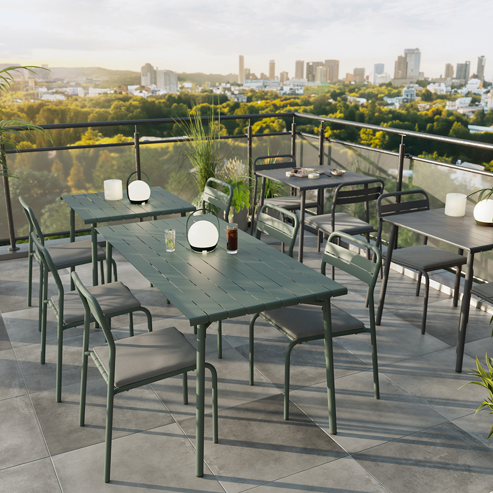 Masa terasa GOODHOME Lithari, otel, 76.6 x 76 x 75 cm, verde