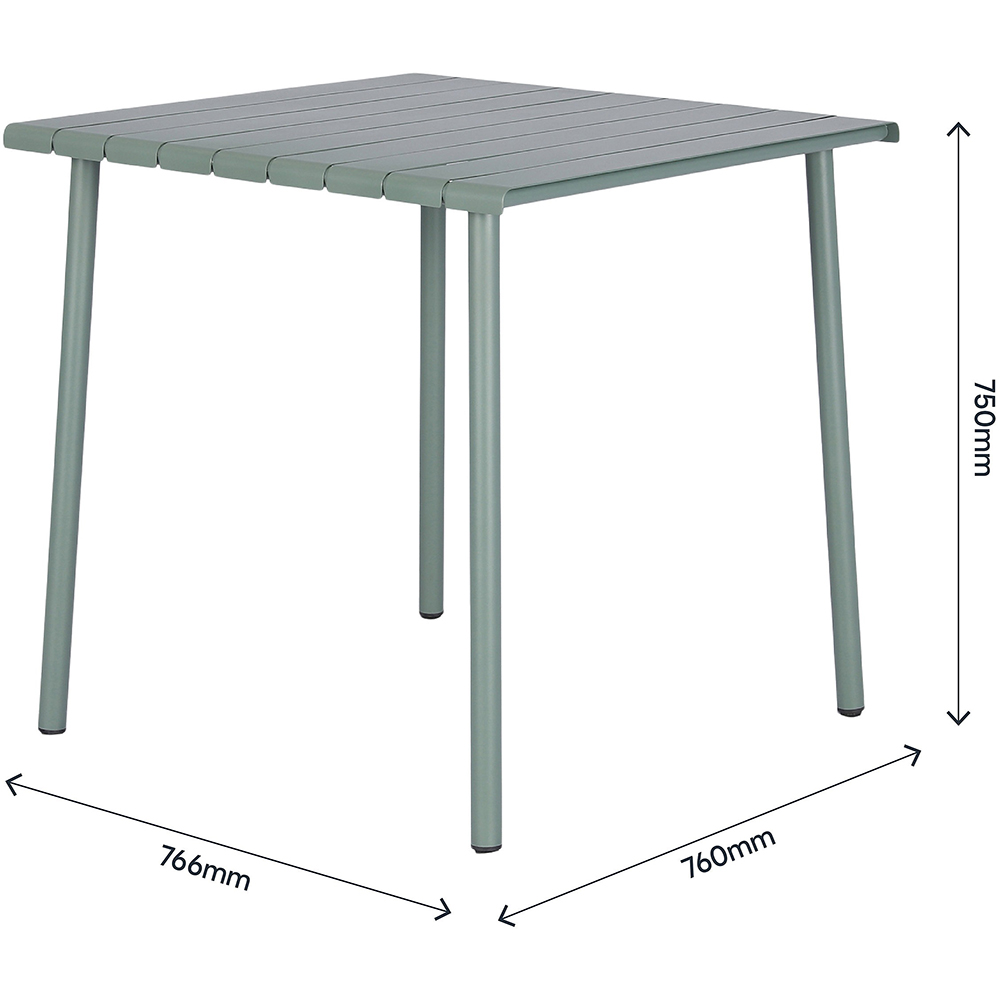 Masa terasa GOODHOME Lithari, otel, 76.6 x 76 x 75 cm, verde