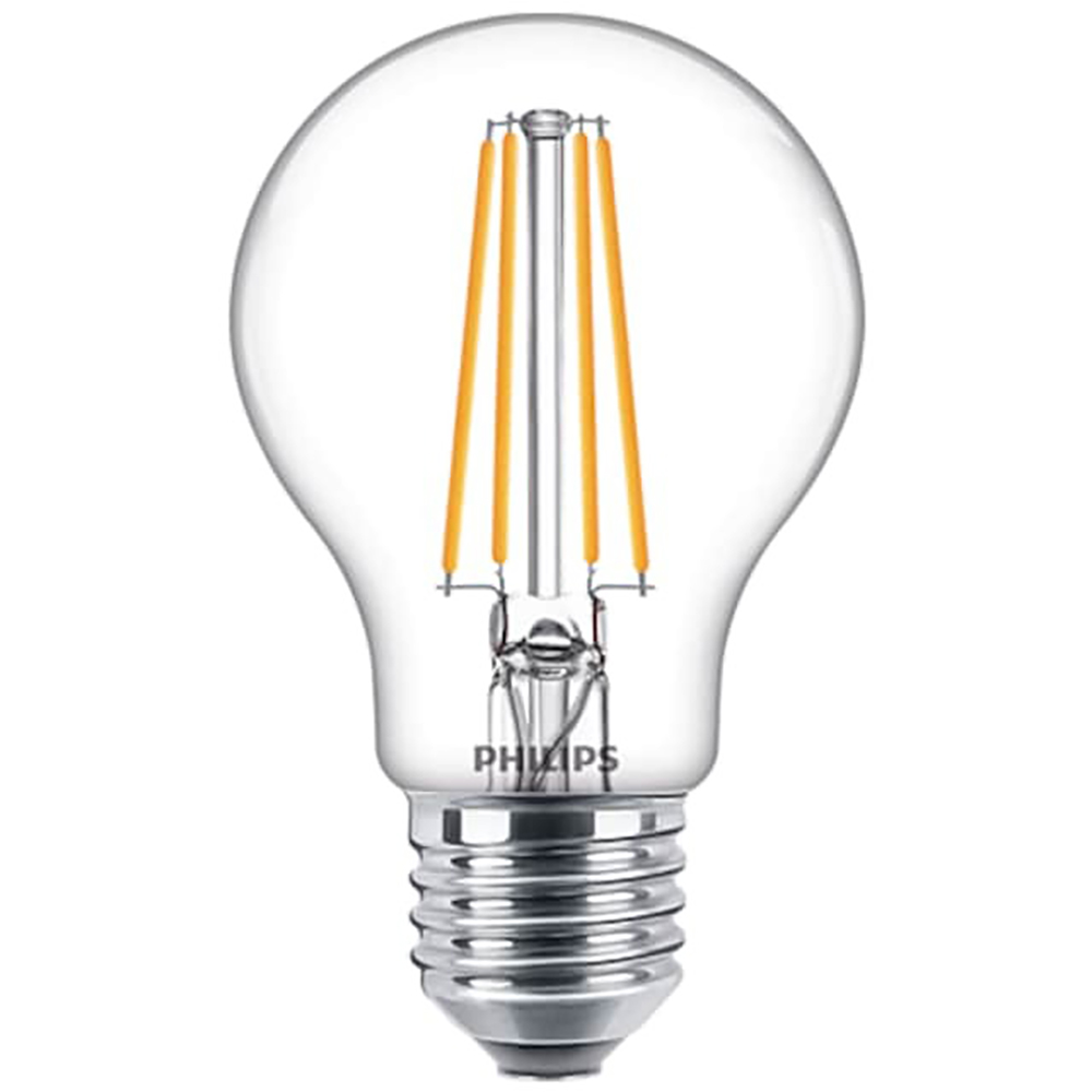 Bec filament PHILIPS Clear A60, E27, 7W, 806lm, lumina calda