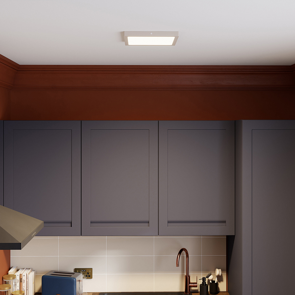 Plafoniera LED integrat Hestia GOODHOME, 17W, 1800 lm, 4000K, argintiu