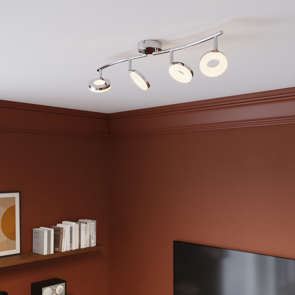 Plafoniera LED GOODHOME Muesis, 4 surse, crom, montare tavan