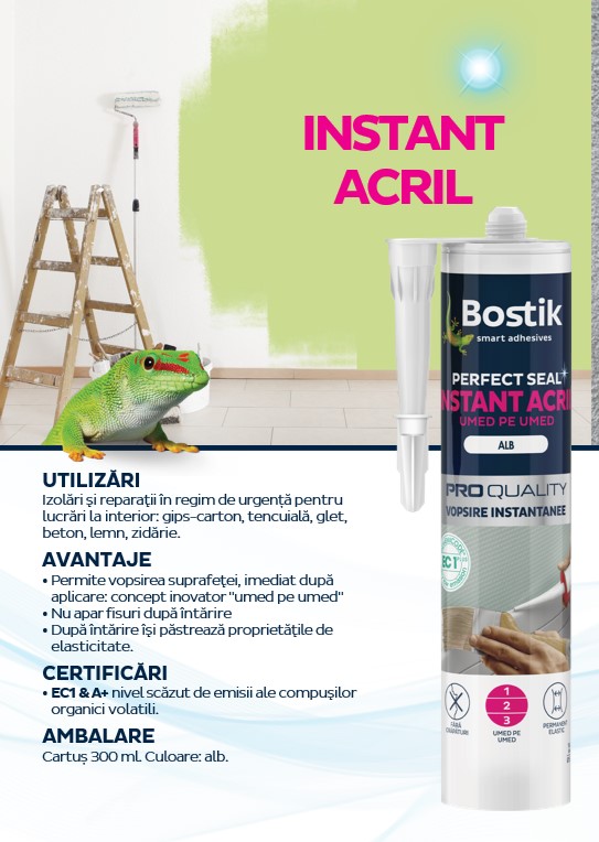 Etansant BOSTIK Instant Acril, alb, 300 ml