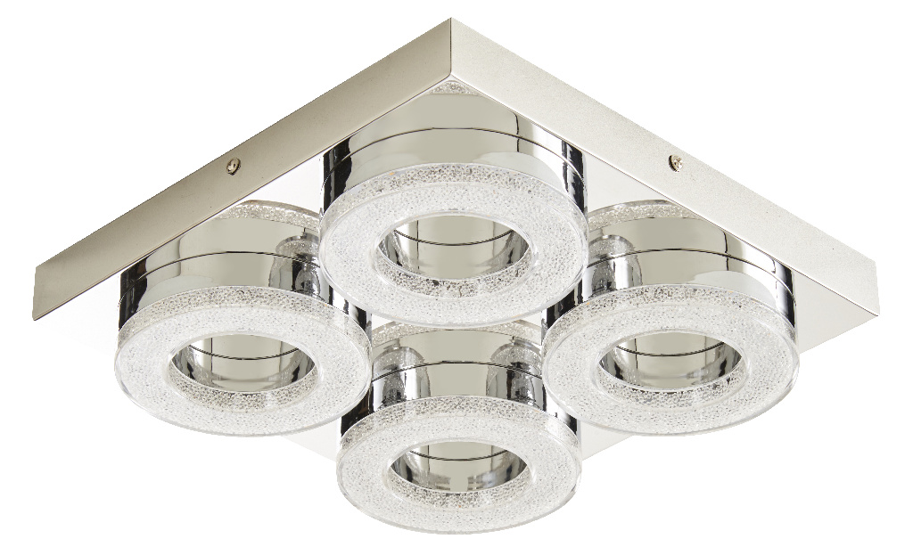 Plafoniera LED GOODHOME Perna, 4 x 16W, 1700lm, alb cald, crom