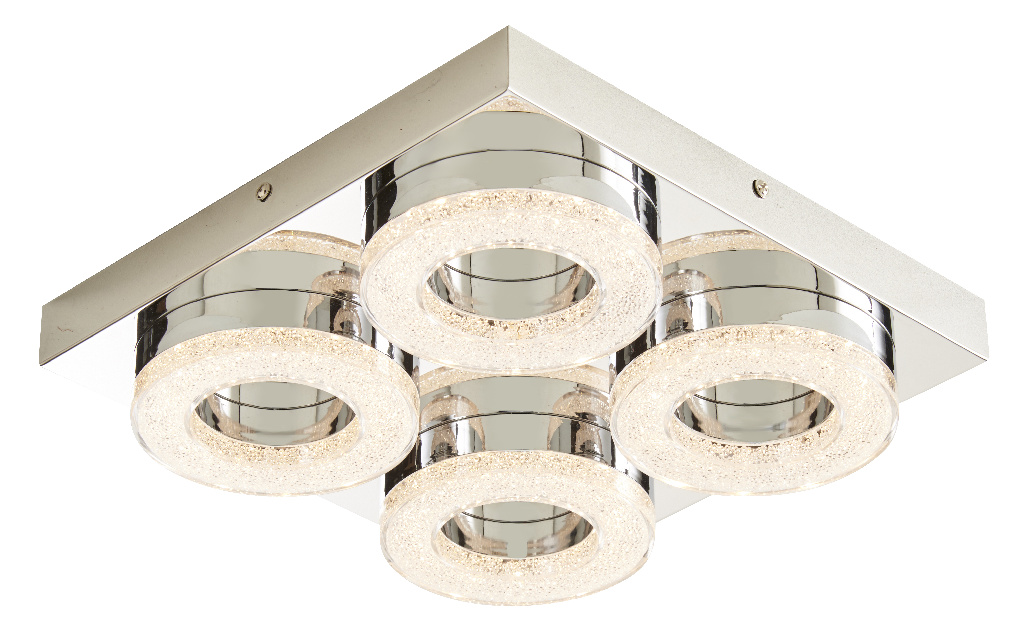 Plafoniera LED GOODHOME Perna, 4 x 16W, 1700lm, alb cald, crom