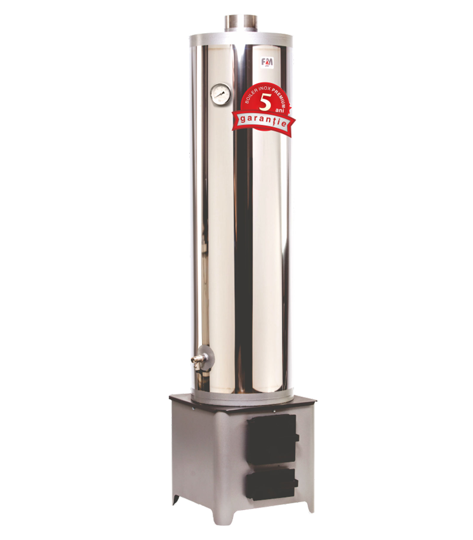 Ansamblu boiler cu focar FM Group, 90 l, inox-fonta