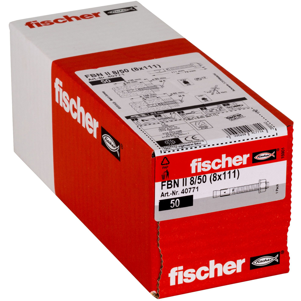 Ancora metalica FISCHER FBN II, 8 x 110 mm, 50 buc, argintiu