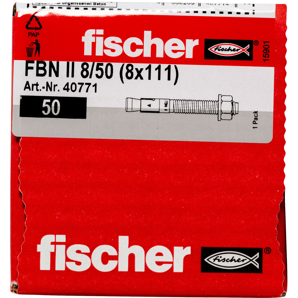 Ancora metalica FISCHER FBN II, 8 x 110 mm, 50 buc, argintiu
