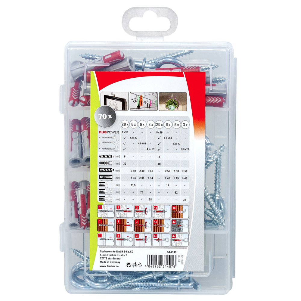 Dibluri cu carlige FISCHER DuoPower, 6 si 8mm, 70buc