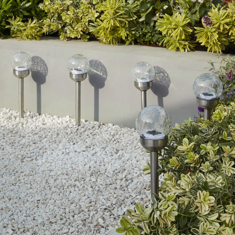 Lampa solara LED, otel inoxidabil, argintiu, 6 bucati, 0.02 W 