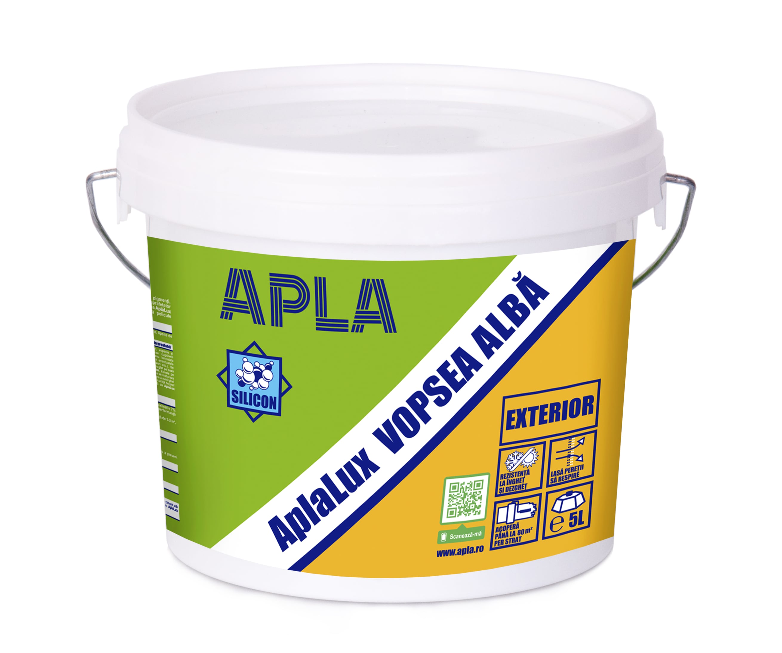 Vopsea lavabila APLALUX, alb, 5L