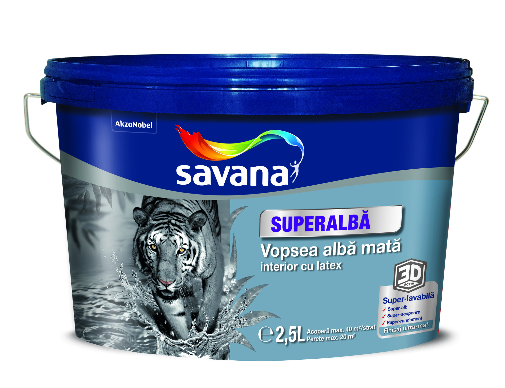 Vopsea lavabila SAVANA Superalba, alb, 2.5L