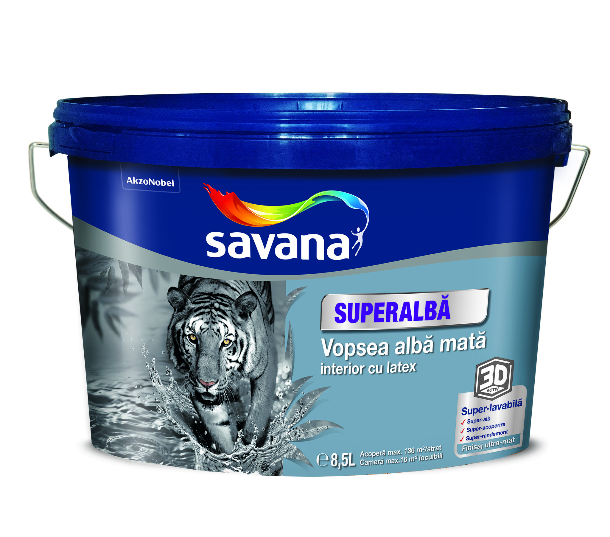 Vopsea lavabila SAVANA Superalba, alb, 8.5L