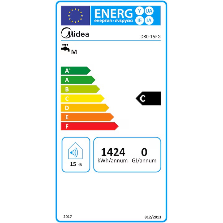 Boiler electric 80 L, 1500 W, 45 x 74,5 x 45 cm MIDEA