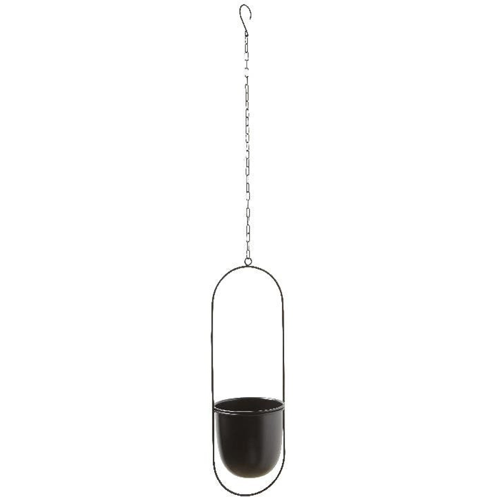 Suport ghiveci flori GOODHOME Makah, metal, 16 x 53 cm, negru