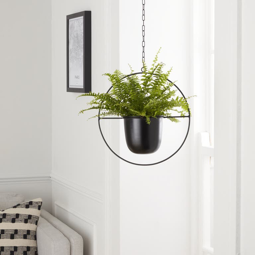 Suport ghiveci flori GOODHOME Makah, metal, 15 x 34 cm, negru