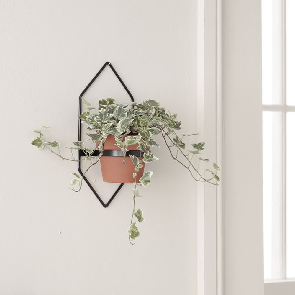 Suport ghiveci flori GOODHOME, metal, 15 x 10 x 19 cm, negru