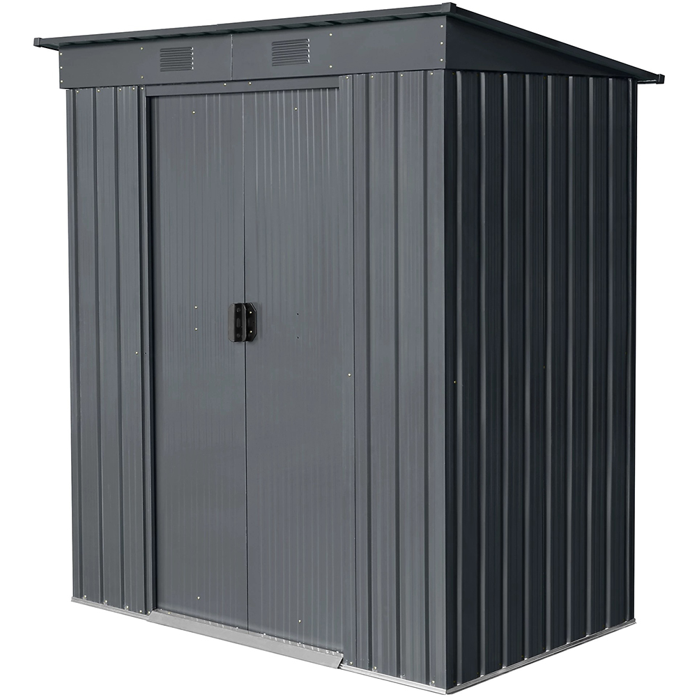 Casuta gradina GOODHOME, metal, 174 x 110 x 191 cm, gri inchis