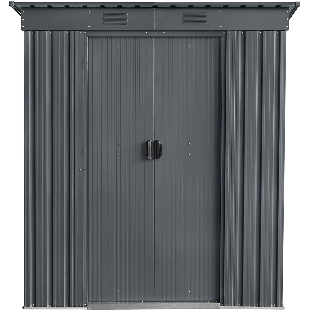 Casuta gradina GOODHOME, metal, 174 x 110 x 191 cm, gri inchis