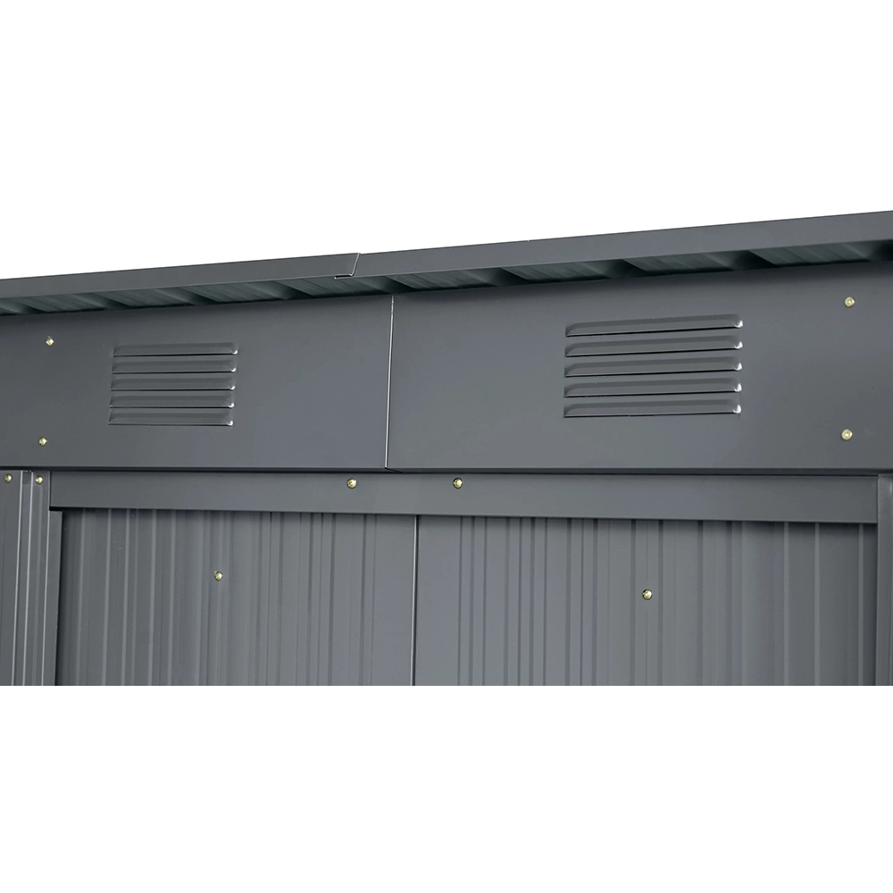 Casuta gradina GOODHOME, metal, 174 x 110 x 191 cm, gri inchis