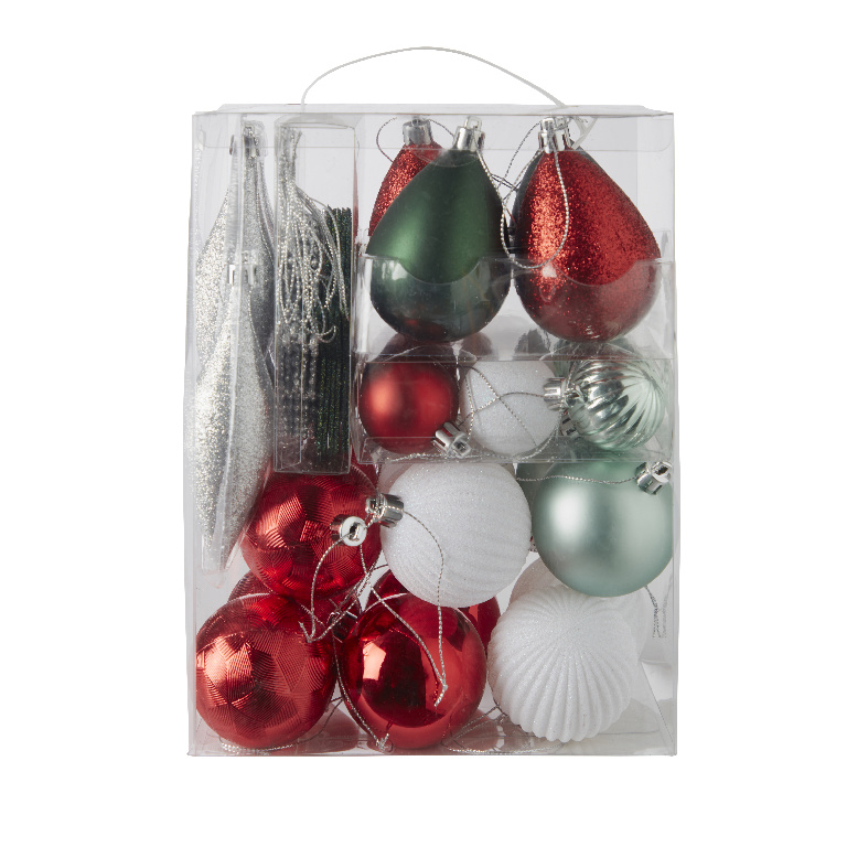 Set globuri brad Floklore, 40 bucati, multicolor