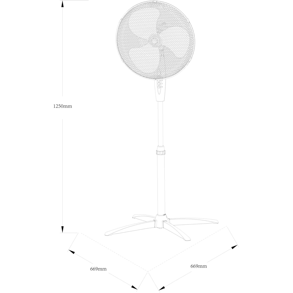 Ventilator cu picior, 3 trepte de viteza, 40W, alb