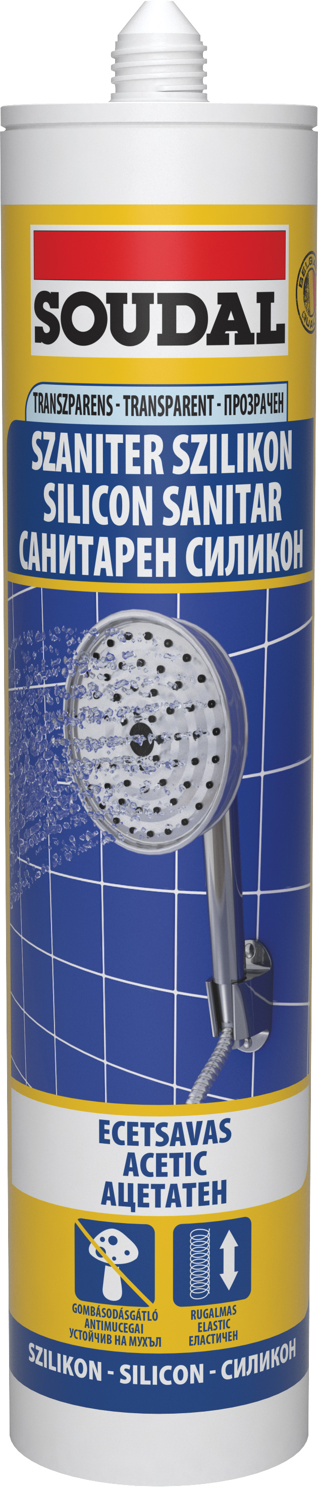 Silicon Pentru Spatii Umede, Transparent, Aplicare Pistol, 280 Ml  Soudal 