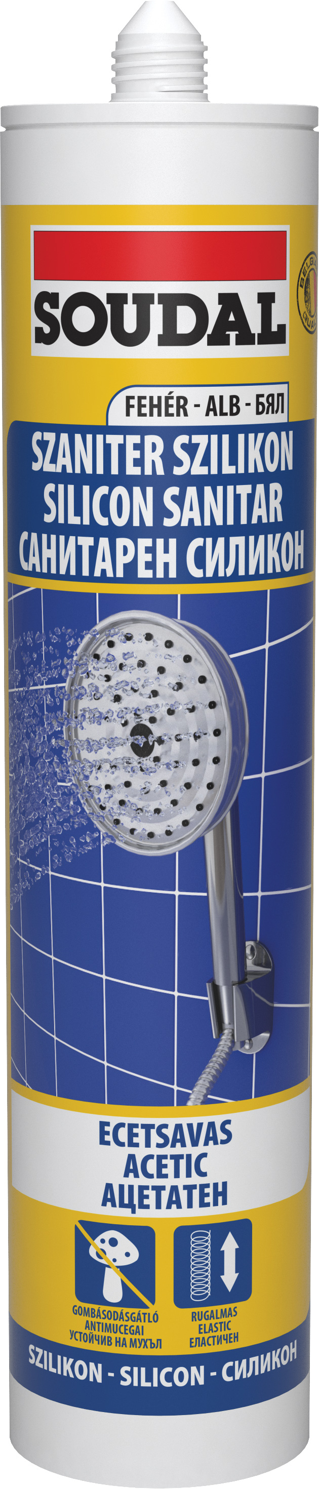 Silicon Pentru Spatii Umede, Alb, Aplicare Pistol, 280 Ml  Soudal 