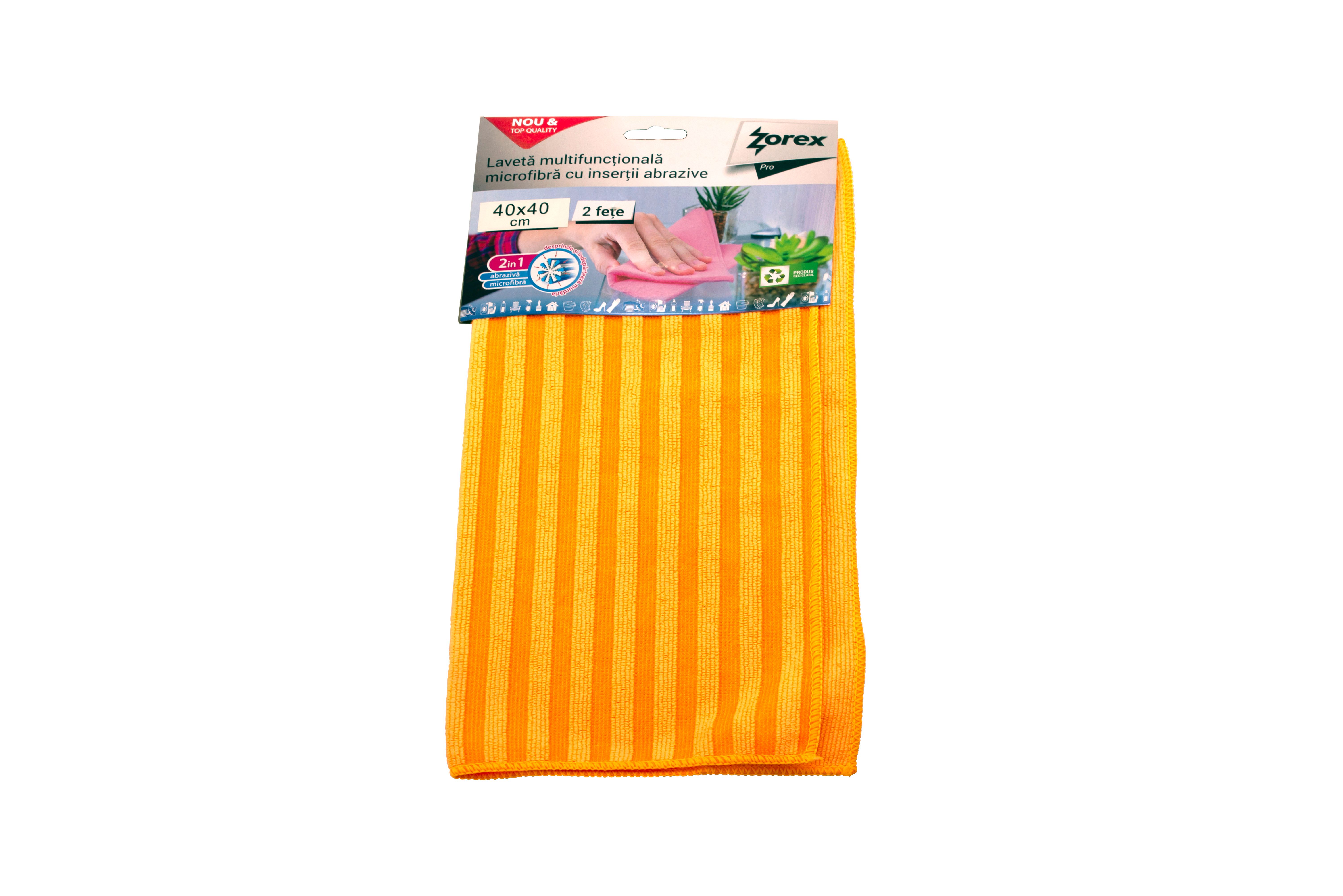 Laveta microfibra ZOREX Pro LMCOMBI, insertii abrazive, 40 x 40 cm