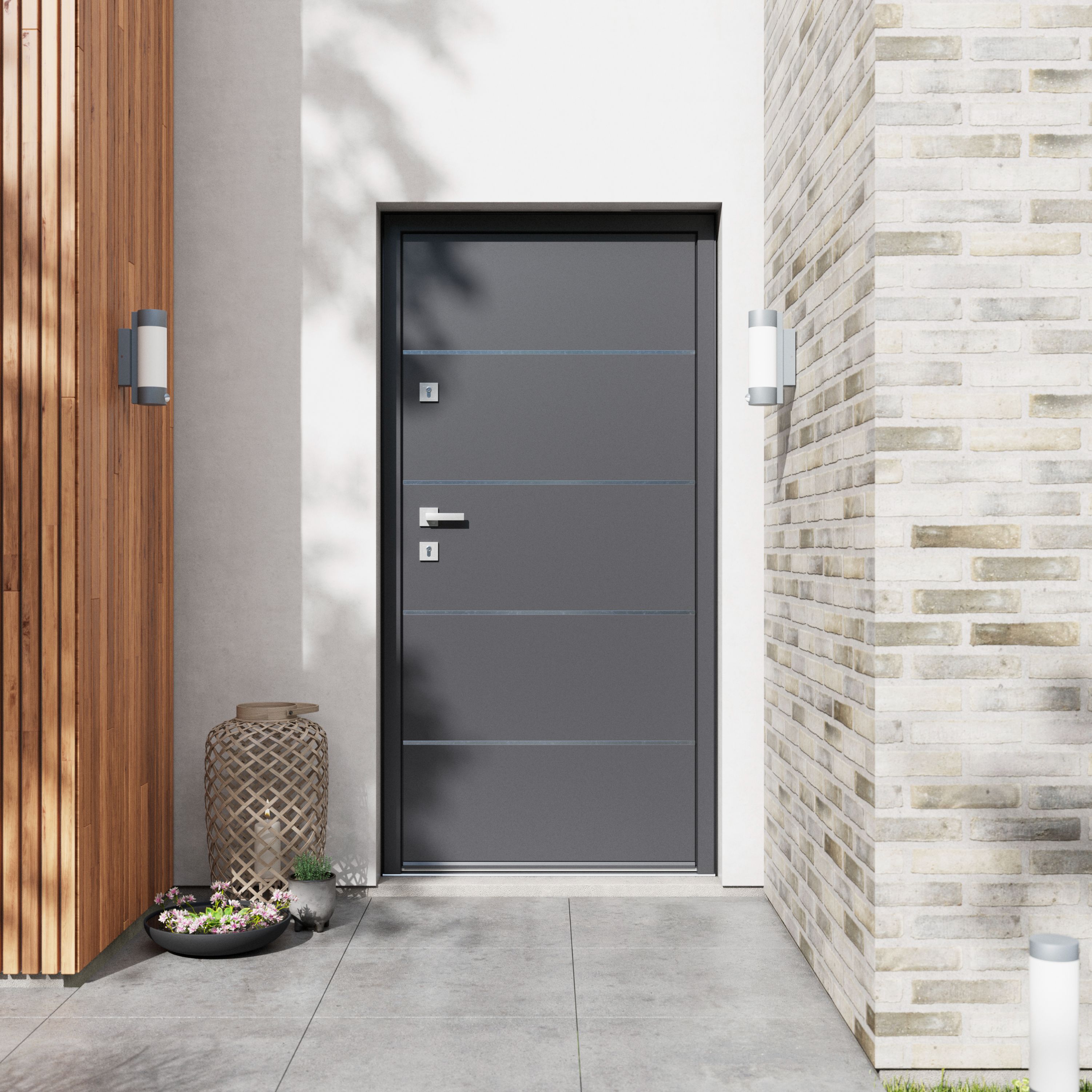 Usa exterior FORTIA Cecina, fara geam, stanga, metal, 88 x 205 cm, gri