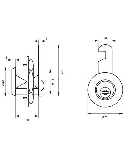 Incuietoare cu cama, 2 chei, 20 mm  Thirard Balcani
