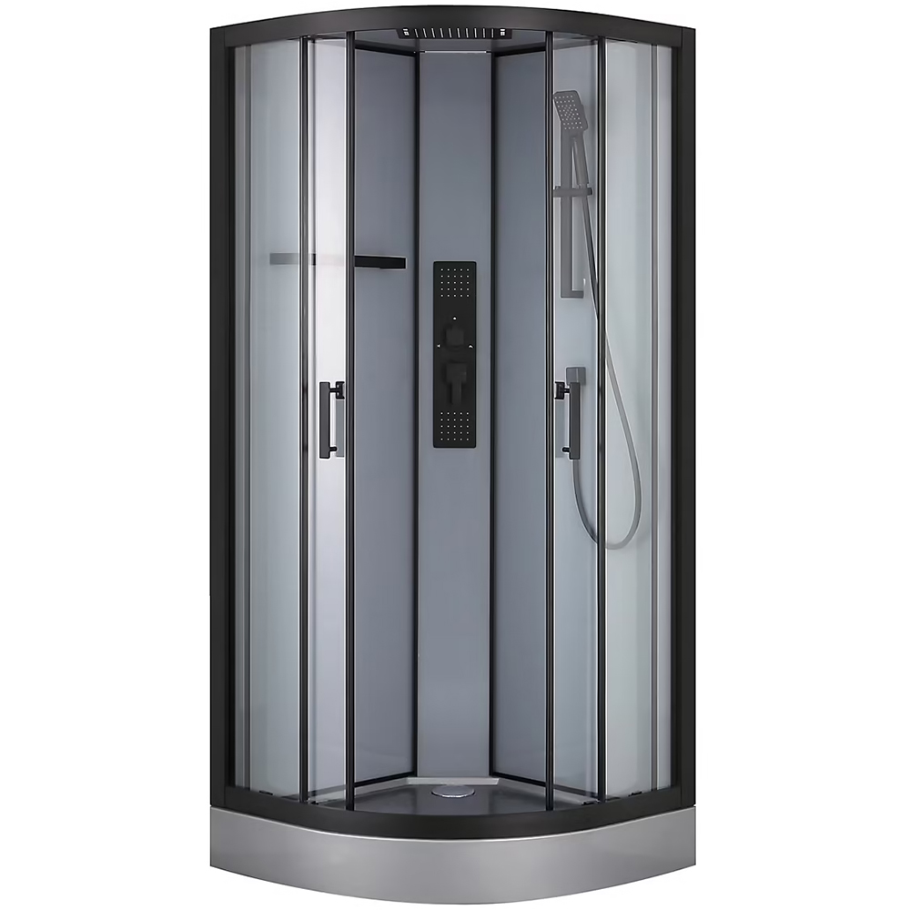 Cabina de dus cu hidromasaj GOODHOME Beloya, 90 x 90 x 220 cm, sticla securizata 6mm, profil negru