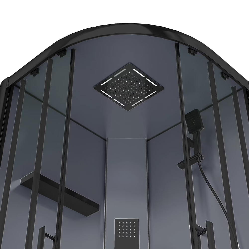 Cabina de dus cu hidromasaj GOODHOME Beloya, 90 x 90 x 220 cm, sticla securizata 6mm, profil negru