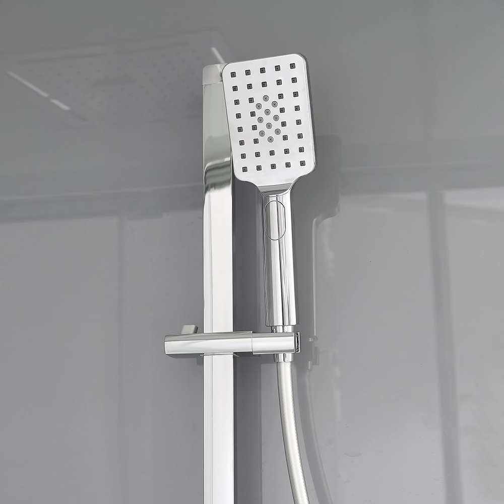 Cabina dus cu hidromasaj GoodHome Beloya, patrata, 90 x 90 x 220 cm, sticla securizata 6mm, profil crom