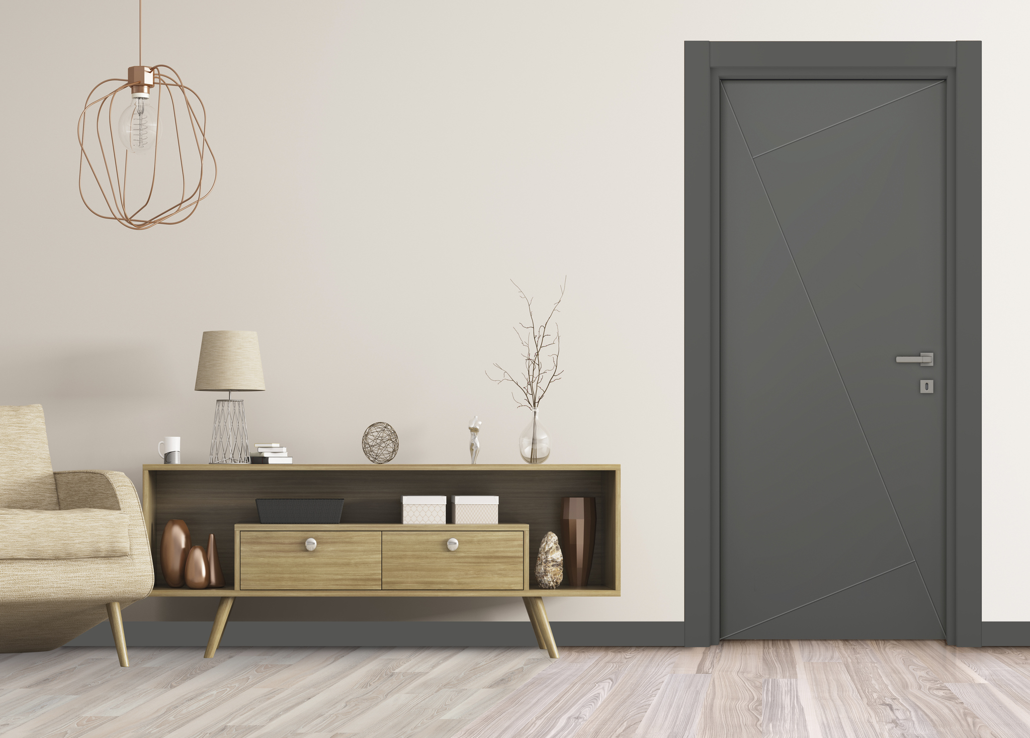 Usa interior VARIO Yildiz, fara geam, stanga, MDF, 86.6 x 202.3 cm, antracit