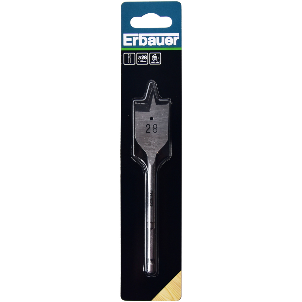 Burghiu plat lemn Erbauer, 28 x 152 mm