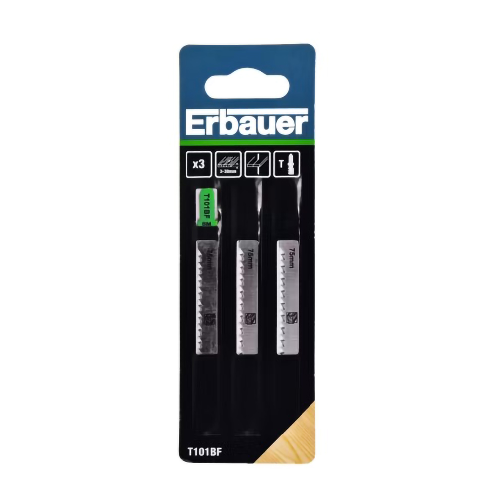 Lame fierastrau Erbauer T101BF, pentru lemn tare, 3-30 mm, 3 buc