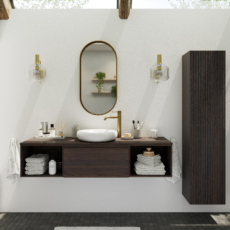 Oglinda baie GoodHome Tisa, ovala, 40 x 80 cm, auriu