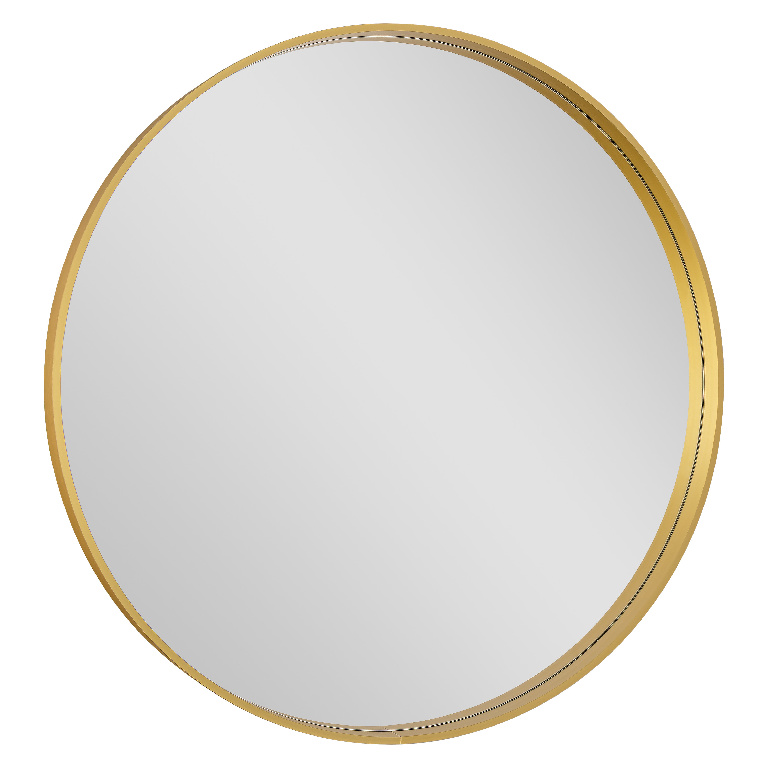 Oglinda rotunda pentru baie GOODHOME, 60 x 60 cm, sticla si aluminiu, auriu