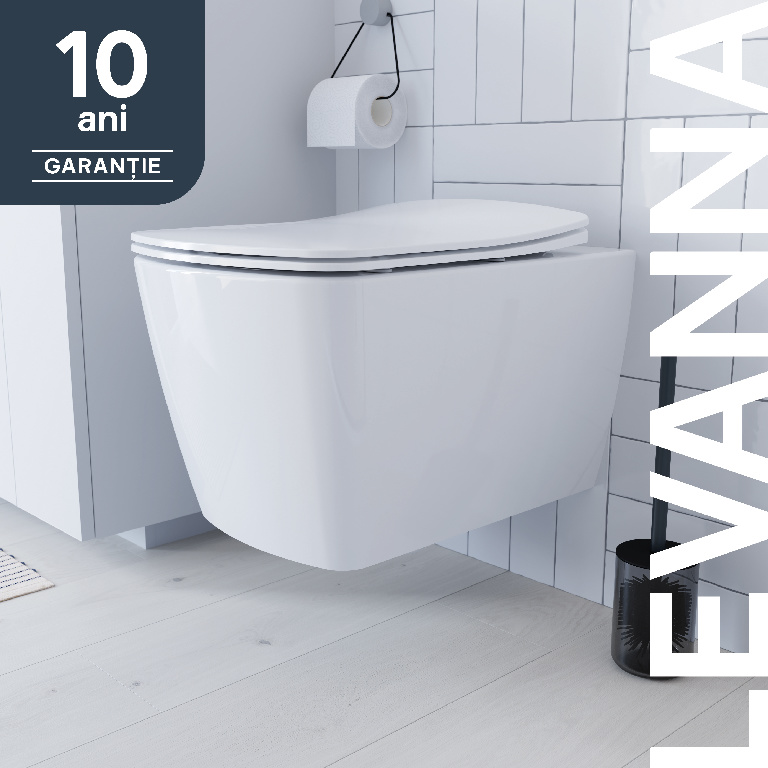 Vas WC suspendat GoodHome Levanna, ceramica, 36 x 50 x 35.5 cm, capac SoftClose, alb
