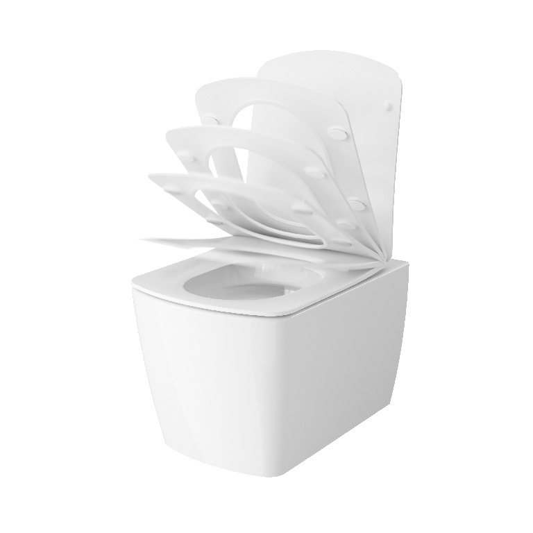 Vas WC suspendat GoodHome Levanna, ceramica, 36 x 50 x 35.5 cm, capac SoftClose, alb