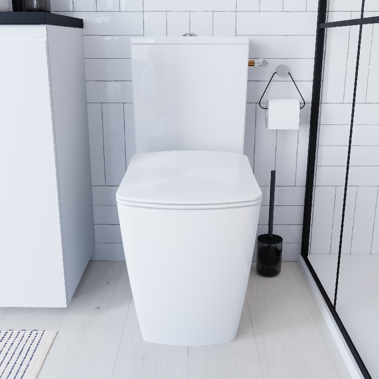 Set vas WC GOODHOME Levanna, ceramica, rimless, rezervor 3/6L, capac SoftClose, alb