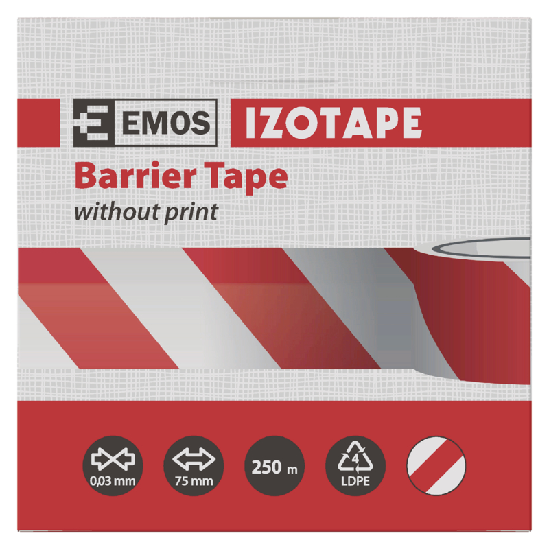 Banda de marcare / semnalizare, alb/rosu, 250 m x 75 mm  EMOS