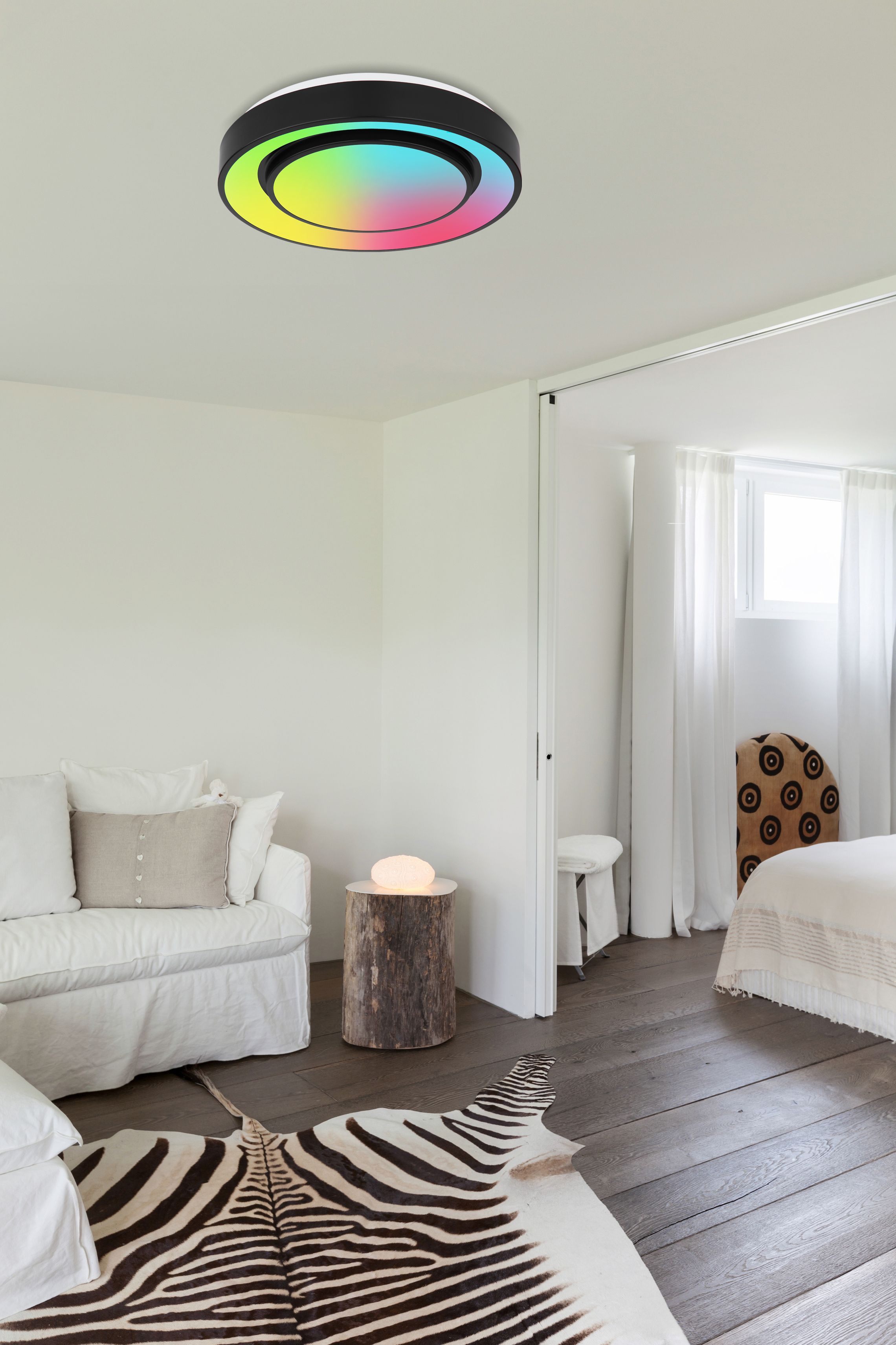 Plafoniera LED RGB GLOBO Sully 41368-24, 24W, 70-800lm, intensitate reglabila, telecomanda, negru