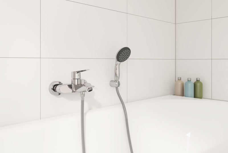 Baterie cada-dus GROHE Start 32278002, monocomanda, alama, argintiu