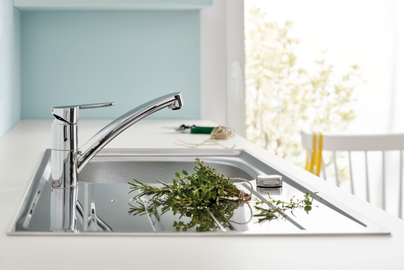 Baterie bucatarie Grohe StartEco 31686000, metal, argintiu