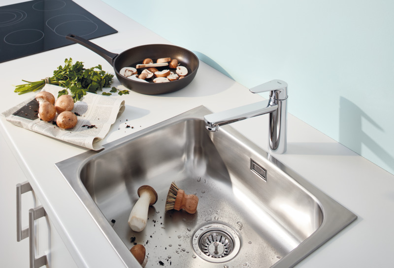 Baterie bucatarie GROHE Start Edge 31698000, marime M, metal, argintiu