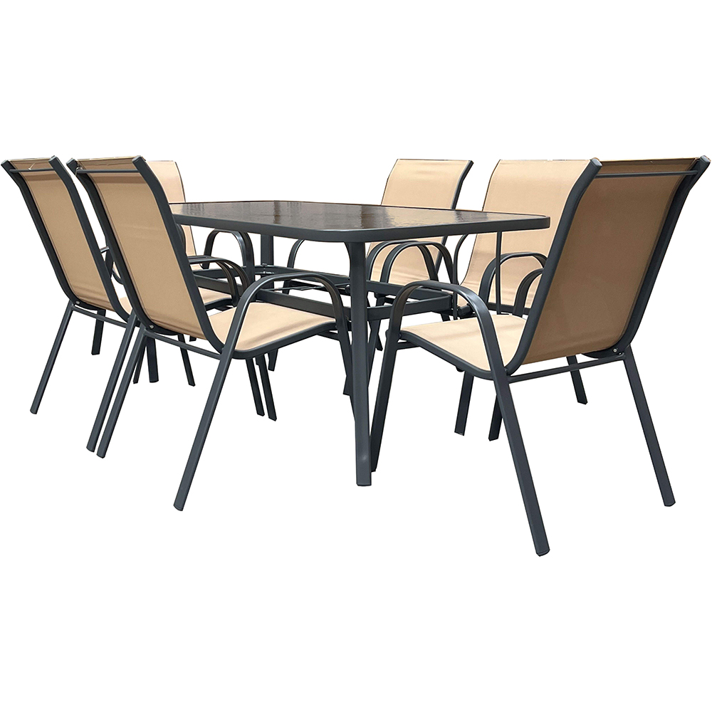 Scaun gradina, otel, 54 x 70 x 92 cm, maro taupe